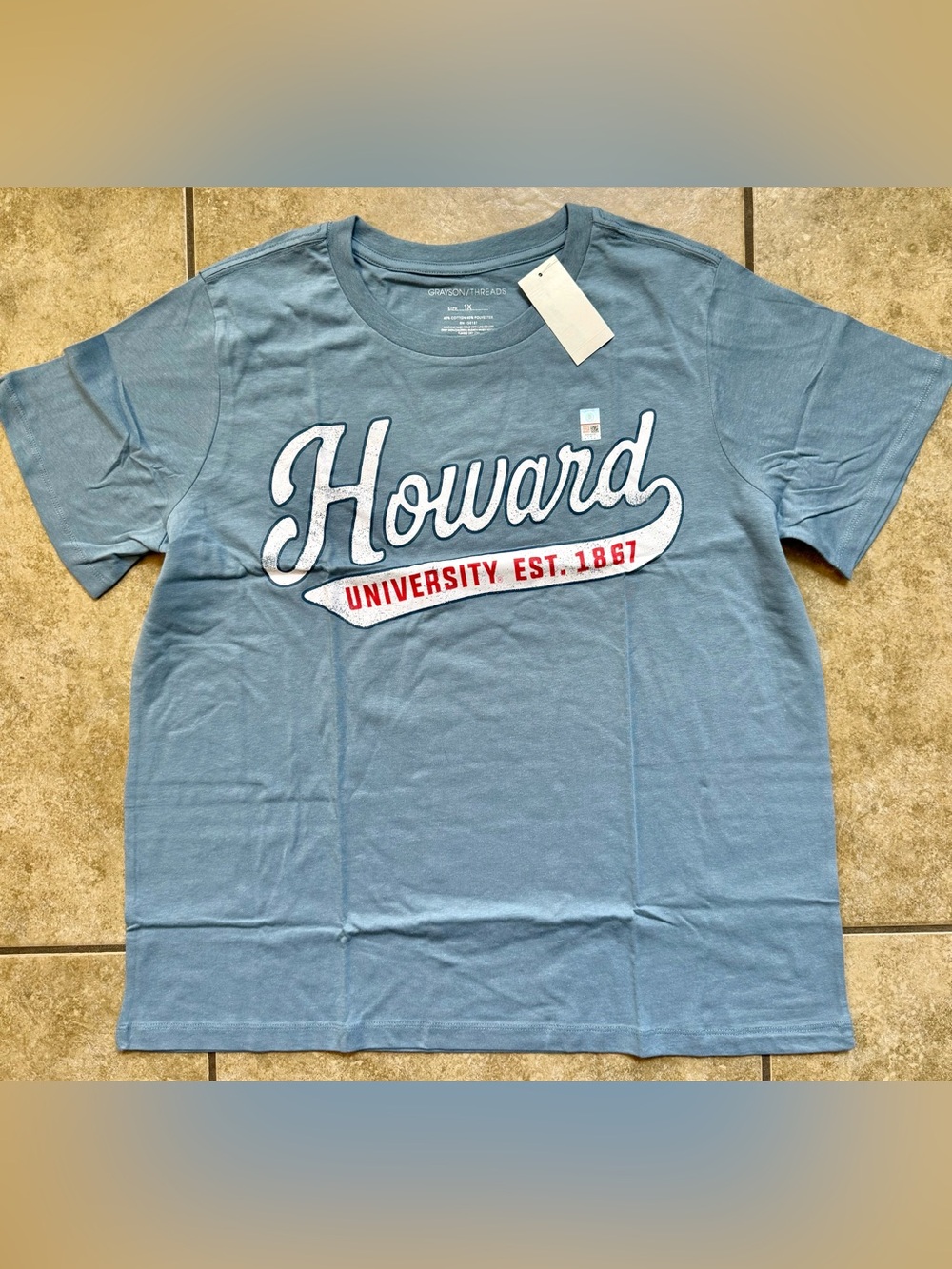 Howard University Women’s Shirt Plus Size 1X Blue Est. 1867 New FAST SHIPPING